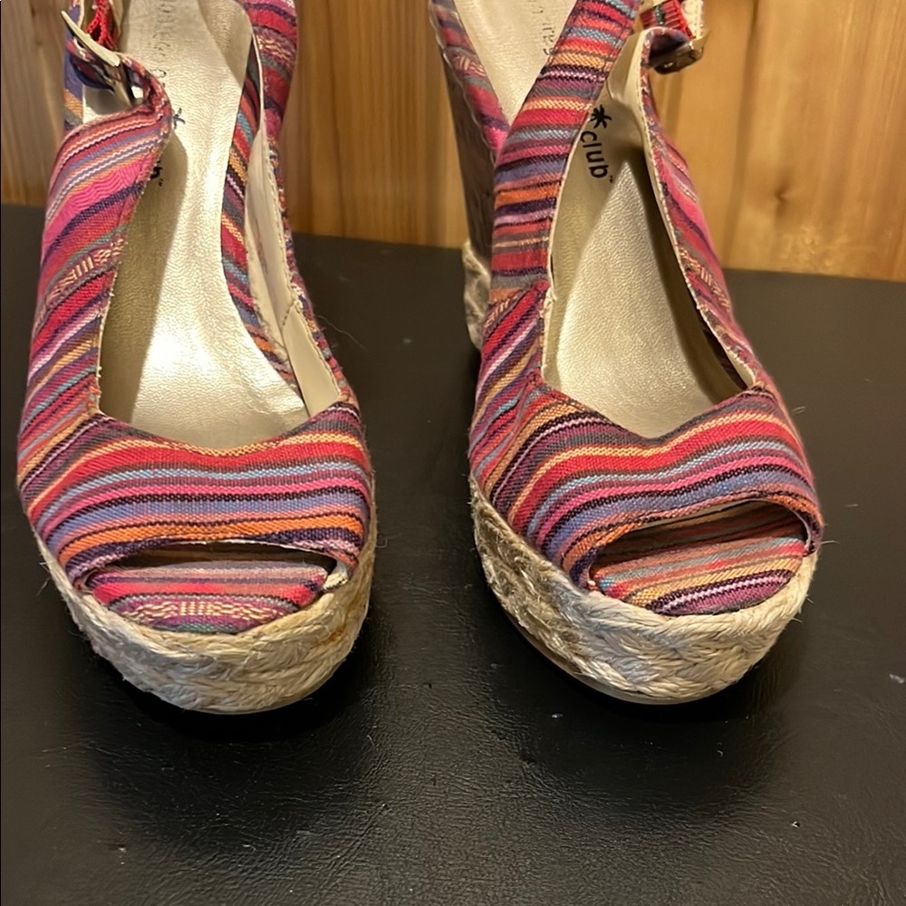 Montego Bay Club Pink and Purple Striped Wedges - Picture 7 of 11